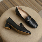 Women's Buckle Kitten Female Square Toe Soft