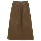 Rock Japanischer Retro Künstlerischer Cord Mittellanger elastischer Taillenschlitz hinten A-Linien-Rock