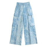 Early Cash Denim Batik-Jeans mit personalisiertem Aufdruck und Werkzeug, Freizeithose