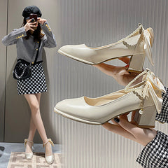 Women's Bow Fairy Style Chunky Pearl