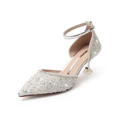 Fashion Hollow High Spring Pointed Bridesmaid Heels