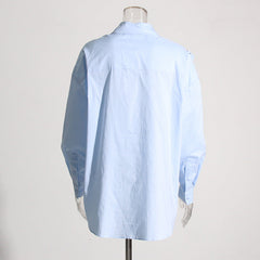 Loose Casual Three-Dimensional Floral Stitching Personalized Minority Solid Color Shirt