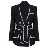 High-End-Tweed Taille Slimming Business Shorts Blazer Anzug Set