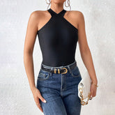 Slim Fit Backless Lace up Sleeveless Halter Vest Top