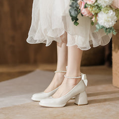 Women's French Style Vintage Mary Jane Chunky Heels