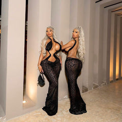 See through Backless Steel Ring Gracefulable Dress