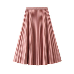 Draping Pleated Skirt Viscose Linen Skirt Mid Long Slim High Waist A line Skirt