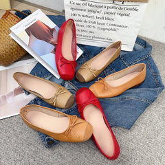 Flache Schuhe mit Schleife und runder Spitze für Damen
