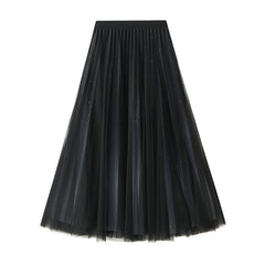 Starry Sky Gradient Gauze Skirt Pleated Mesh Skirt Western Large Swing Skirt Skirt