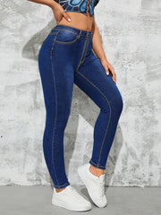 Jean slim taille haute, pantalon crayon slim