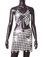 Nightclub Mirror Flash Color Backless Skirt Set
