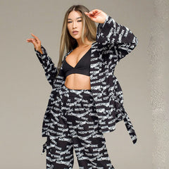 Printed Artificial Silk Casual Breathable Loose Comfortable Pajamas Homewear Outer Wear