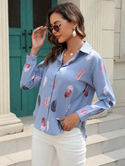 Feather Printed Shirt Long Sleeved Shirt