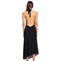 Robe à lacets, dos nu, fente haute, col évasé