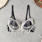 Rhinestone Tassel Bead Small Bra Super Short Top Top Thin Bottom Thick Shaping Bra Outer Wear Nightclub Wrapped Chest