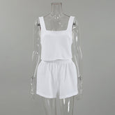 Pyjama aus Krepp-Baumwolle, bequemes Weste-Shorts-Set, Homewear