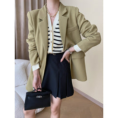 Cardigan tricoté à rayures contrastées à la mode française, col en V, pour le bureau, assorti à tout