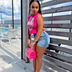 Gilet sans manches à imprimé motif, haut ajouré et découpé aux épaules