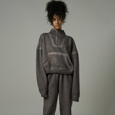 Sweat à capuche tendance, sensation de détente ample, style urbain, manteau d'hiver à demi-fermeture éclair