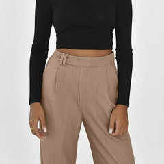 Pantalon de travail décontracté à taille haute et plissé pour le bureau