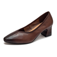 Women's Shu First Layer Cowhide Hand-rub Color Retro