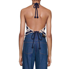 Cotton Thread HCrocheting Openwork Knitted Top Bohemian Halter Spaghetti Straps Knitted Beach Vest