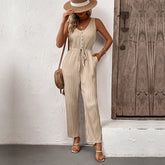 Solid Color Suspender Jumpsuit