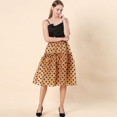 Organza Flocking Polka Dot Skirt Dots Solid Color Tulle Skirt A Line Length