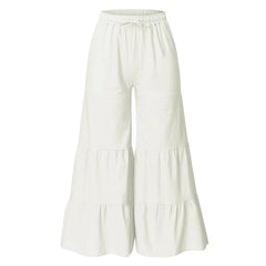 Casual Pants Loose Solid Color Elastic Waist Wide Leg Casual Pants