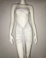 Dress Grid Rhinestone Fishnet Tight