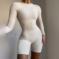 Eng anliegender, einfarbiger, gestrickter, schmaler Sport-Yoga-Overall