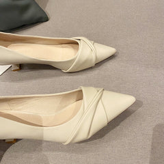 Escarpins pointus style français pour femmes, peu profonds