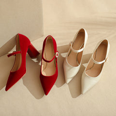 Women's Fu Pointed Toe Chunky High Heels