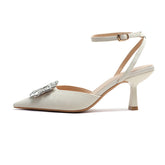 Women's Closed Toe High Spring Rhinestone Ornament Heels