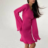 Robe dos nu, coupe ajustée, confortable, taille haute, lacets, laine filiforme, lisière