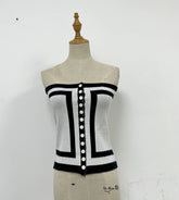 Urlaub Einreihiger Pullover Gestrickte Tube Top Weste