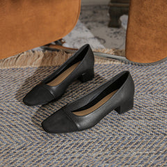 Slouchy Damen Schaffell Square Toe Chunky