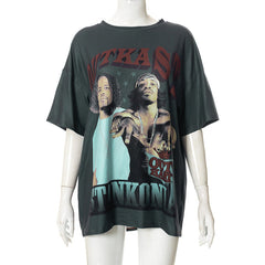 Short Sleeved T shirt Graphic Printed round Neck Casual Loose Fitting T shirt