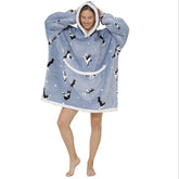 Verdickter, doppellagiger Lazy-Pyjama, kann eine Lazy-Decke tragen, superweicher Lazy-Pyjama mit Kapuze, doppellagiger Lazy-Pullover