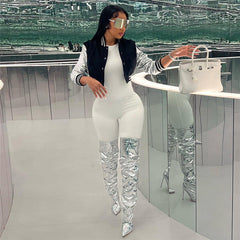 Herbst Stickerei Nähte Schlanke Jacke College Jacke Jacke