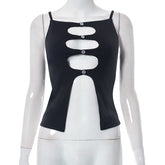 Kurzes Camisole mit Cut-Outs in einfarbigem Top