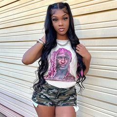 Street Printing round Neck Short Sleeve Loose T shirt Top