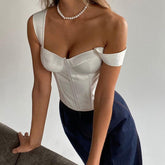 Boning Corset Boning Corset Sling Square Collar cropped Backless Outer Vest Top