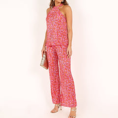 Ensemble deux pièces haut décontracté à épaules dénudées et pantalon ample décontracté