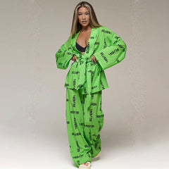 Printed Artificial Silk Casual Breathable Loose Comfortable Pajamas Homewear Outer Wear