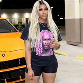 Street Printing round Neck Short Sleeve Loose T shirt Top