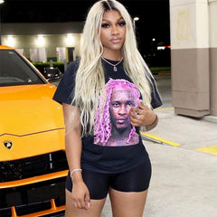 Street Printing round Neck Short Sleeve Loose T shirt Top