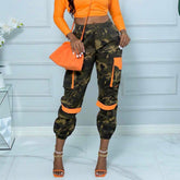 Pantalon décontracté camouflage slim fit taille élastique