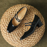 Square Toe Mary Jane French Style Vintage Heels