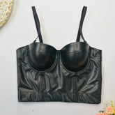 Leder-Tube-Top, künstliches Schaffell, Sling-Weste, innerer Match-BH, kostenloses Beauty-Model-Korsett-Top mit Stäbchen